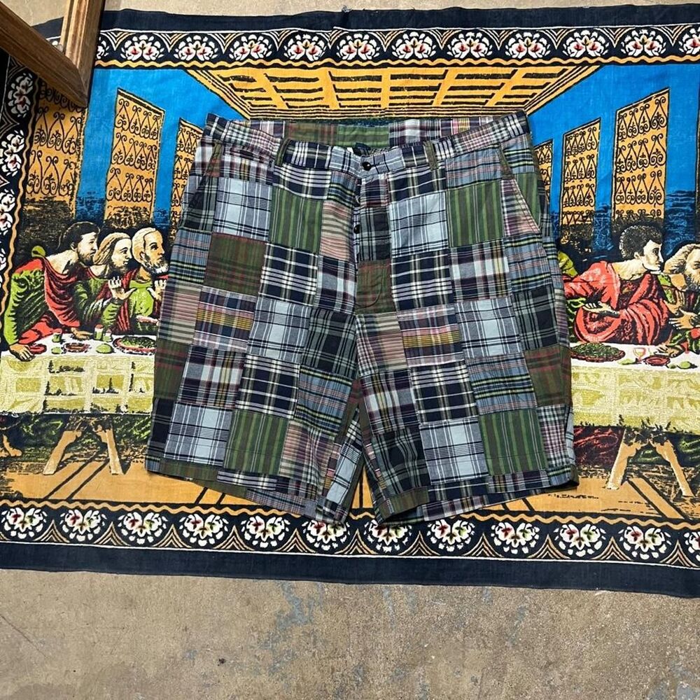 vintage Polo Ralph Lauren plaid patchwork shorts Size 40 sashiko jorts casual